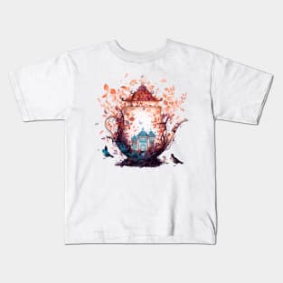 Whimsical Teapot Home: A Haven in the Trees Kids T-Shirt